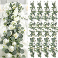 Aneco 4‑Pack 6 Ft White Artificial Eucalyptus Rose Garland Vine by Aneco