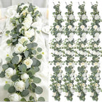 Aneco 4‑Pack 6 Ft White Artificial Eucalyptus Rose Garland Vine by Aneco