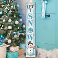 Menkxi Winter Snowman Porch Sign Blue Wooden Door Sign Let It Snow Porch with Snowflake Standing or Hanging Winter Sign for Indoor Outdoor Home Farmhouse Yard Decoration, 8 x 47 Inch by Menkxi