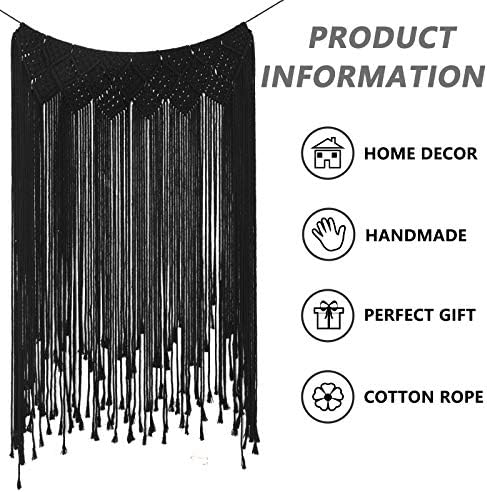 RLoncomix Macrame Wall Hanging Modern Chic Woven Wall Art Tapestry Boho Wedding Living Room Gallery Bedroom Wall Decoration, Black, 39"x 45" - Image 3