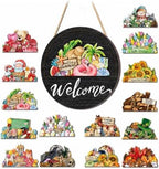Interchangeable Welcome Sign for Front Door, Seasonal Wooden Door Decor by Unknown