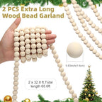 ZenNex 65.6 Ft Christmas Wooden Bead Garland 2 Pcs Long Bead String,Wood - Image 2