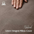 Foindtower Decorative Linen Fringe Throw Pillow Covers 22×22 Light Coffee - Image 2