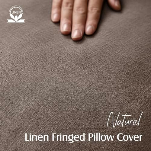 Foindtower Decorative Linen Fringe Throw Pillow Covers 20×20 Light Coffee - Image 2
