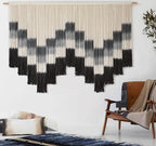 Macrame Wall Hanging Hand Dyed Yarn Wall Art Geometric Decor 57"W*35"L - Image 2