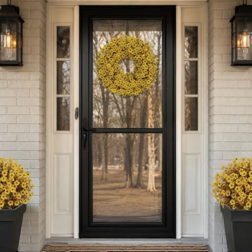 20 Inch Fall Wreaths for Front Door, Autumn Floral Outdoor Wreath - Image 4