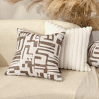 Throw Pillow Cover 20x20, Double Sided Geometric High Density Jacquard Pillow Covers for Sofa, Bed, Rattan Chair, Bedroom, Living Room(Brown) - Image 2