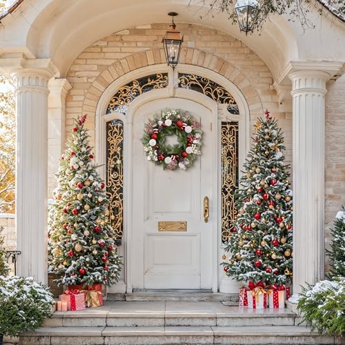 Valery Madelyn 24" Pre-Lit Christmas Wreath for Front Door with Light - Image 3