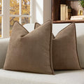 MIULEE Pack of 2 Dark Brwon Euro Shams Chenille Pillow Covers 22x22 Inch by MIULEE