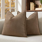 MIULEE Pack of 2 Dark Brwon Euro Shams Chenille Pillow Covers 22x22 Inch by MIULEE