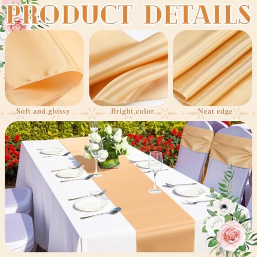 Bencailor 24 Pcs Champagne Satin Table Runners Bulk, 12 x 108 Inch - Image 5