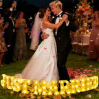 Aurelema 11 Pcs Just Married Wedding Decorations LED Letter Lights Sign - Image 5