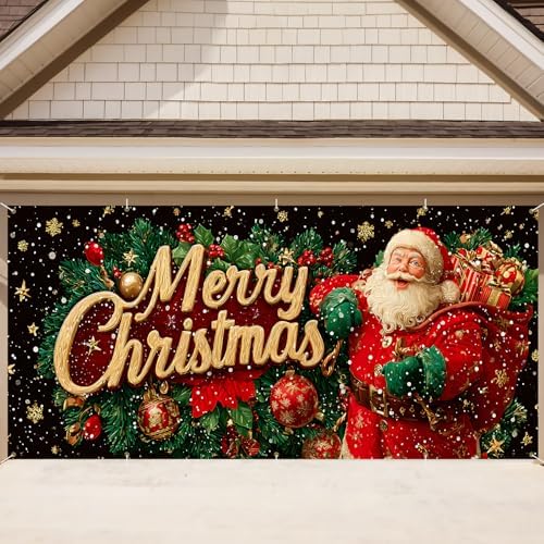 16x7Ft Christmas Garage Door Cover, Garage Door Christmas Decorations, Large Garage Door Xmas Cover, Xmas Banner Decorations for Party,Home,Outdoor,Indoor - Image 2