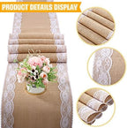 Hortsun 12 Pcs Burlap Table Runners White Lace 12 x 108 Inches,Delicate - Image 3