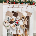 LUBOT 5 Pack Christmas Stockings 20" Set of 5 3D Towel Embroidery Sequin Mix Large Family Xmas Stocking Set Gifts Rustic Farmhouse Stocking Fireplace Hanging Holiday Decor - Image 3