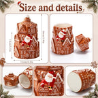 Vesici 8 Inch Christmas Ceramic Gingerbread House Cookie Jar with Lid - Image 3