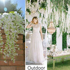 108Pcs Artificial Wisteria Flowers 3.6 Feet/Piece White Dense Artificial Fake Wisteria Vine Ratta Hanging Garland Silk Flowers String Home Party Wedding Decor(White-Dense) - Image 6