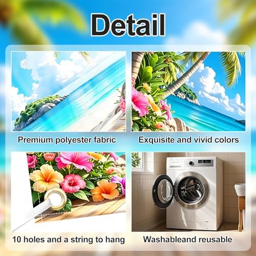 ANNA QUEEN 7x16 ft Garage Door Banner,Reusable Large Outdoor Backdrop for Tropical,Patriotic,Graduation and Christmas Party Decorations (Hawaiian Beach) - Image 3