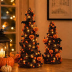 2Pack Lighted Halloween Tabletop Trees with Timer, Pumpkin Bat Decor - Image 6