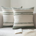Cethom Boho Throw Pillow Covers 20x20 Inch Set of 2, Green Textured Decorative Couch Pillow Cases for Farmhouse Home Decor, Accent Cushion Cover for Sofa, Bed, Living Room, Bedroom by Cethom