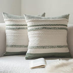 Cethom Boho Throw Pillow Covers 20x20 Inch Set of 2, Green Textured Decorative Couch Pillow Cases for Farmhouse Home Decor, Accent Cushion Cover for Sofa, Bed, Living Room, Bedroom by Cethom