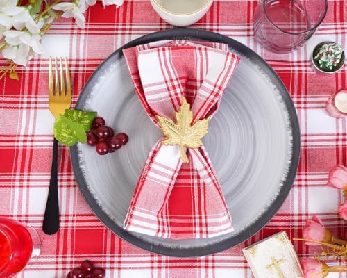 Blue Needles Gingham Buffalo Plaid Cotton Dinner Napkins Set of 12-18"x18" - Image 2