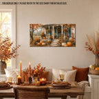 WAXWHELK Fall Farmhouse Canvas Wall Art, Autumn Rustic Farmhouse Pumpkin Porch Welcome Sign Painting Pictures, Thanksgiving Artwork for Living Room Bedroom Home Decor (24"x47") - Image 2