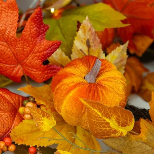 YULETIME 9 ft Pumpkin & Maple Leaf Garland, 50 Fairy Lights Battery Powered - Image 4