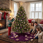 Hollowfly Purple Velvet Christmas Tree Skirt with Sequin Snowflake 48'' - Image 6