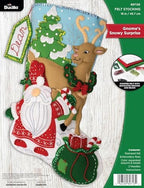 Bucilla Felt Applique 18" Stocking Making Kit, Gnome's Snowy Surprise, Perfect for DIY Arts and Crafts, 89713E by Bucilla