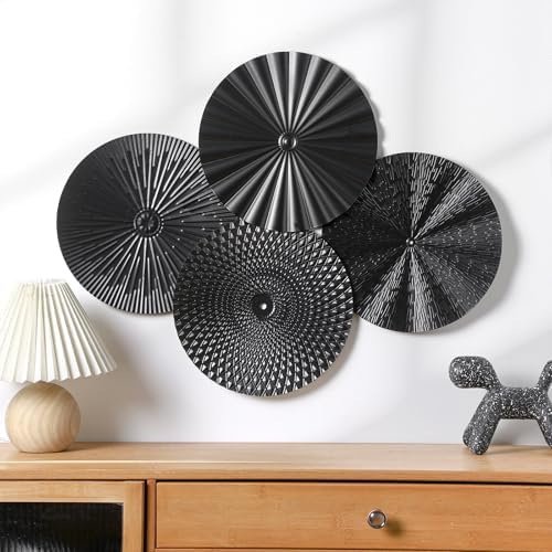 Hicarer 4 Pcs 12 Inch Black Metal Wall Art Decor Modern Sunburst Decor - Image 4