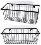 Hanging Kitchen Baskets Adhesive Sturdy Wire Storage Baskets with Kitchen Food Pantry Bathroom Shelf Storage No Drilling Wall Mounted (Black-2 PACK, Extra Large) by HDYOUDO