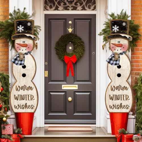 Christmas Snowman Wooden Porch Sign Decor,42 Inch,Rustic - Image 7