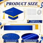 Batiyeer 3 Pcs Graduation Porch Decorations Class of 2026, 32.8 x 1.64 ft Large Graduation Blue Yellow Door Frame Decor with Diploma Cap for Congrats Grad School College Porch Flag Outdoor Party - Image 2