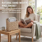 MyGift 12.5-Inch Woven Wall Hanging Storage Basket – Large Decorative Seagrass Organizer for Magazines, Mail, and Home Storage - Image 2