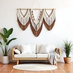 large macrame wall hanging - Boho Tapestry Macrame Wall Decor Art- Chic Bohemian Handmade Woven Tapestry Home Decoration for Bedroom Living Room Apartment Wedding Party - 43"x32" (Beige-Brown) - Image 3