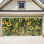 ANNA QUEEN Sunflower Fence Garage Door Banner 6 x 13FT, Vibrant Floral Sunflowers with Wooden Fence Garage Door Cover, Outdoor Garden Decoration for Spring Summer Parties Patio Home Decor by ANNAQUEEN
