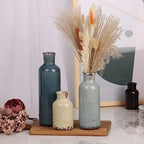 Multicolor Ceramic Vase Set of 3 - Coastal Rustic Farmhouse Decor Flower Vases for Shelf, Dining Room Table, Fireplace Mantel, Living Room, Coffee Table, Tabletop, Kitchen Cabinet, Entryway Decoration - Image 5