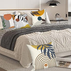 4 Pcs/Set Abstract Line Throw Pillow Covers Boho Sun Moon Arch Botanical Leaves Geometric Lines Plants Linen Throw Cushion Cases for Couch Sofa Bedroom Decorative, 26"x26" - Image 7