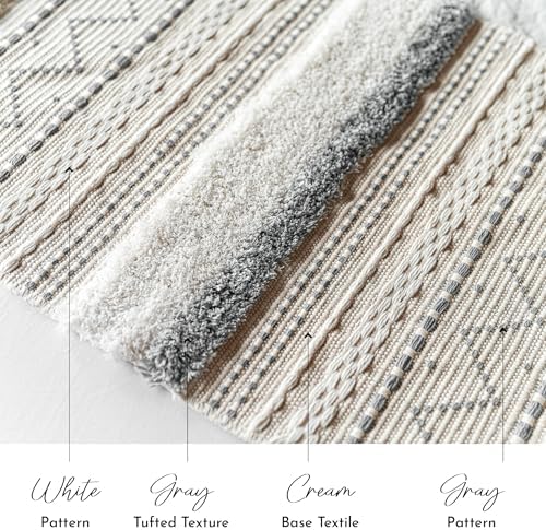 BlissBlush Long Vertical Wall Hanging Tapestry Woven Boho Farmhouse Decor Gray Cream Tassel Handmade Wall Art Decoration for Bedroom Living Room Dorm Nursery Apartment, 16x39 INCH - Image 5