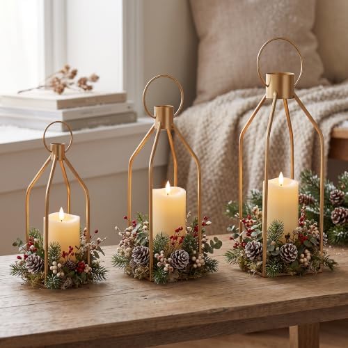 Elegant Gold Decorative Lanterns Set of 6-19/16/13 Inch - Image 6