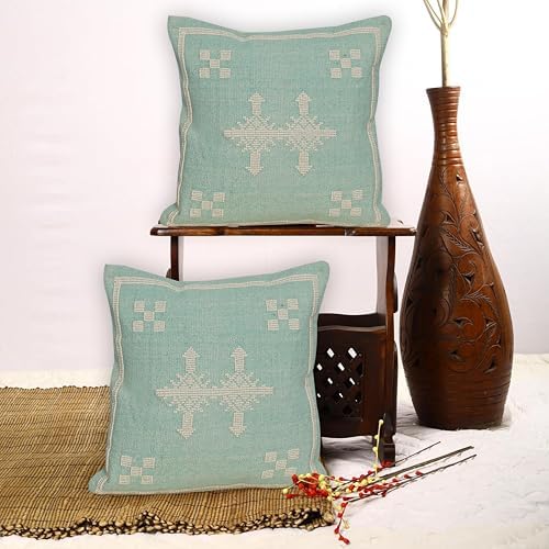 Indian Cotton Cushion Cover Sabra Kilim Pillow Cover Designer Decorative Sofa 18x18 Inche Handwoven Cushion Case for Farmhouse Home Decor Spring Decorative Pillow (Pattern 16) - Image 5