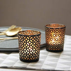 SHMILMH Black Gold Glass Votive Candle Holders Set of 12 - Image 2