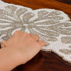 CLEENTABLE Beaded Table Runner, White Silver, 36x13 - Image 2
