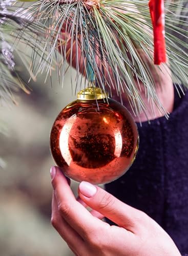 Serene Spaces Living Red, Green, and Gold Christmas Tree Ornaments for Xmas Decorating, Decorative Ball Ornaments for Holiday Décor, 4" Tall X 3" Diameter, Pack of 6 - Image 3