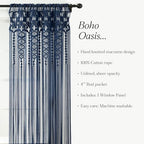 Lush Decor Boho Macrame Textured Cotton Window Curtain Panel Single 40" W x 84" L Navy - Macrame Curtains for Windows, Room Divider, Boho Wall Decor - Image 6