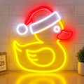 Christmas Duck Neon Sign for Wall Decor – USB Powered, Dimmable LED Wall Light with Santa Hat Icon for Bedroom, Kids’ Room, Home Bar, Window Display, Holiday Parties, Holiday or Birthday Gift by OJBKNEON