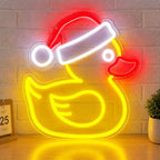 Christmas Duck Neon Sign for Wall Decor – USB Powered, Dimmable LED Wall Light with Santa Hat Icon for Bedroom, Kids’ Room, Home Bar, Window Display, Holiday Parties, Holiday or Birthday Gift by OJBKNEON