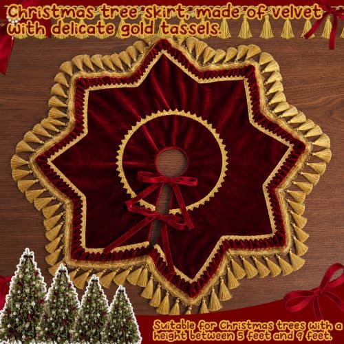 Roowest 48 Inch Classic Christmas Tree Skirt Velvet, Octagon - Image 5