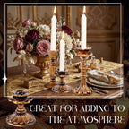 Suclain 6 Pcs Vintage Taper Candlestick Holders Resin, Column, Bronze - Image 4